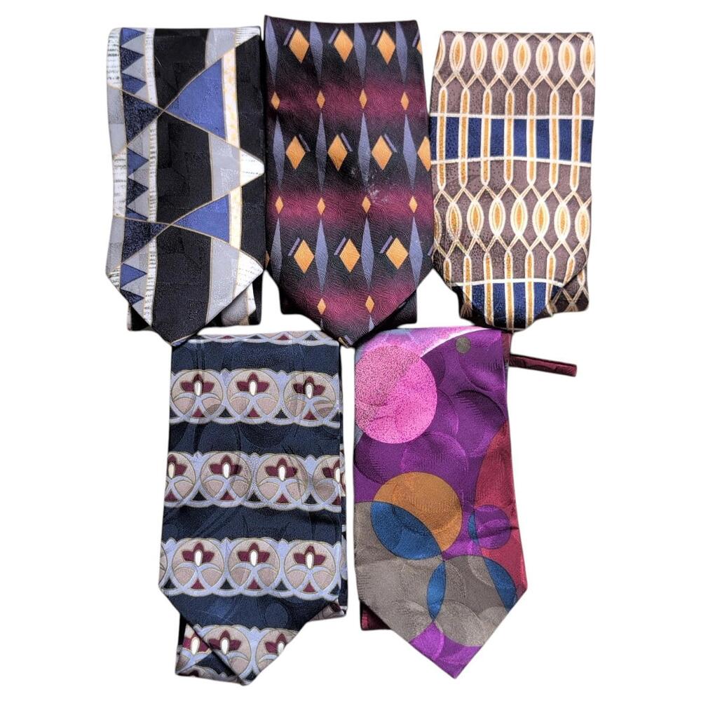 Vintage Silk Tie Lot Abstract Daniel Hechter Joseph Feiss Albert Nipon Dimitrius